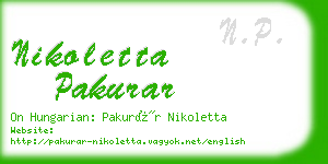 nikoletta pakurar business card